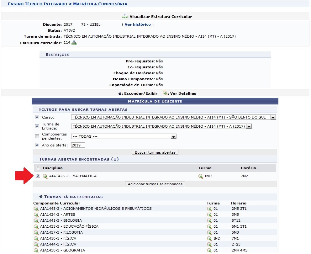 Turmas de dependências CRA