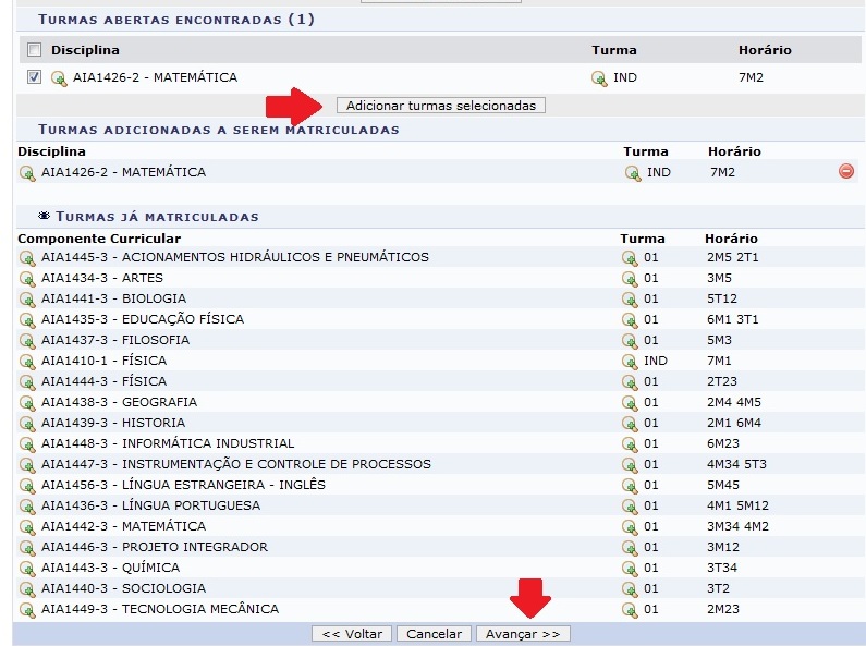 Turmas de dependências CRA