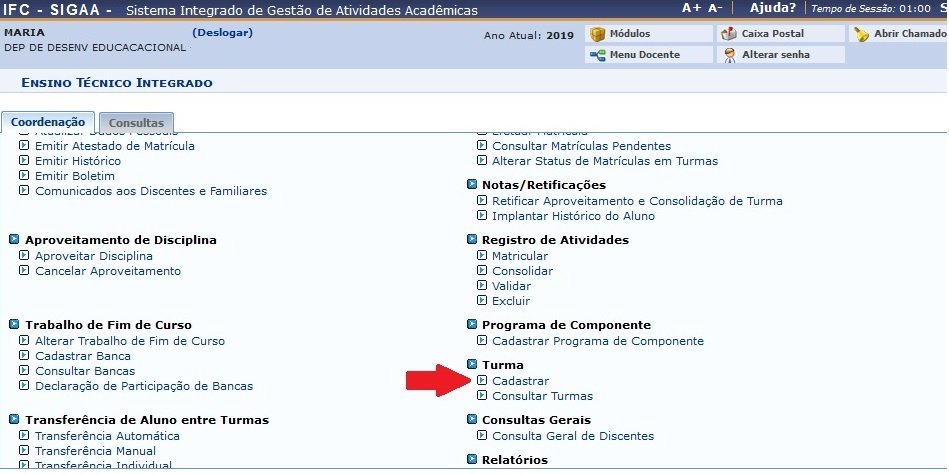  Turma Dependência Cadastro Coordenador de Curso